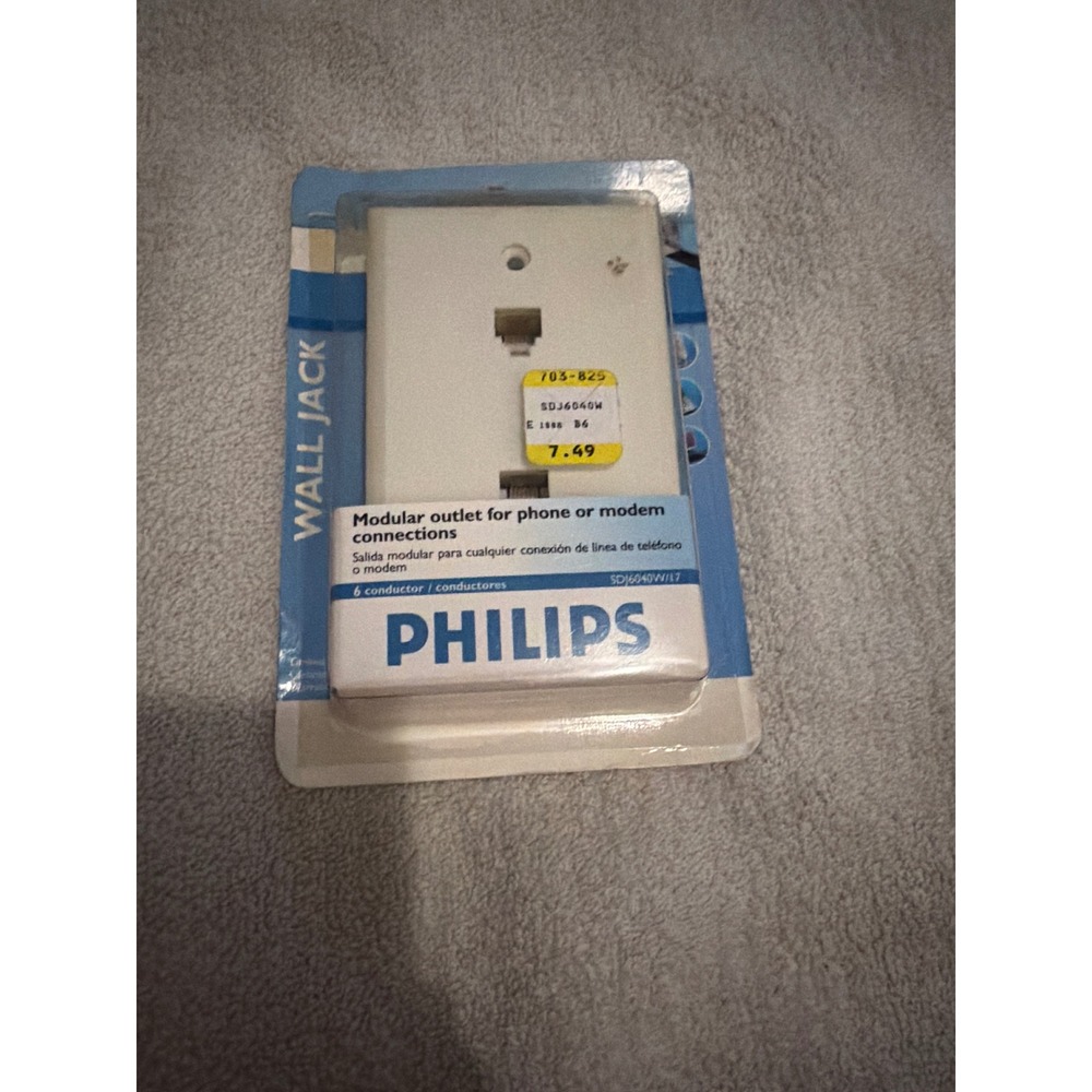 Philips SDJ6040W/17 Modular Wall Jack 6 Conductor Phone Modem Outlet White
